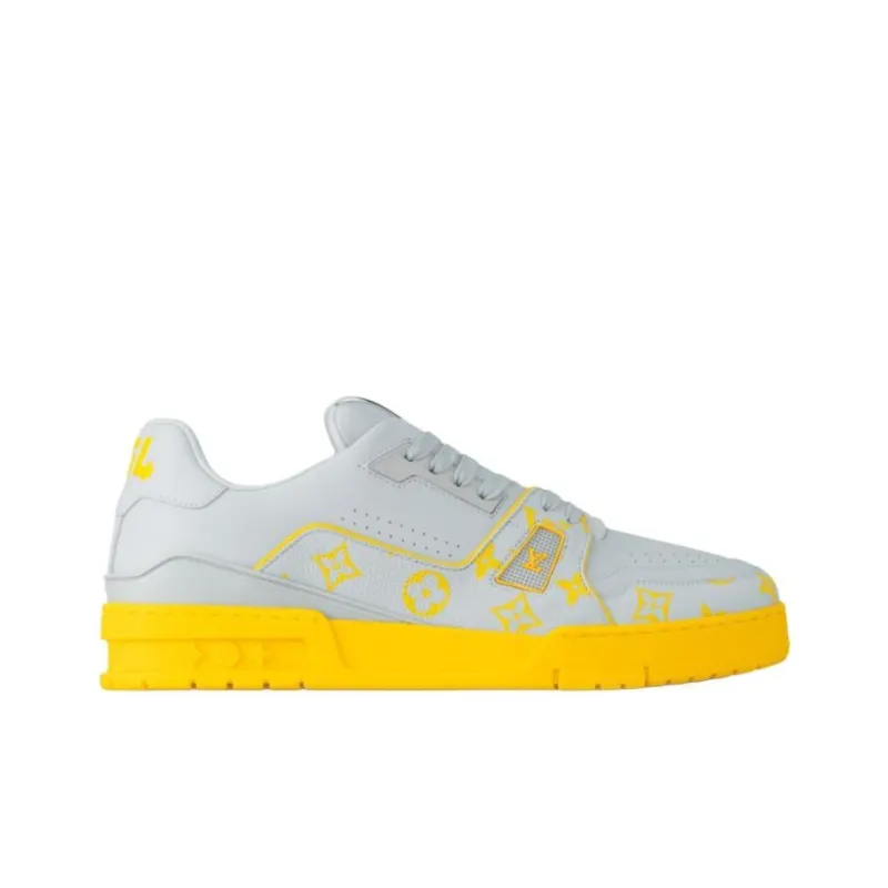 LOUIS VUITTON Trainer Low Top Skateboard Shoes Men's Gray-1