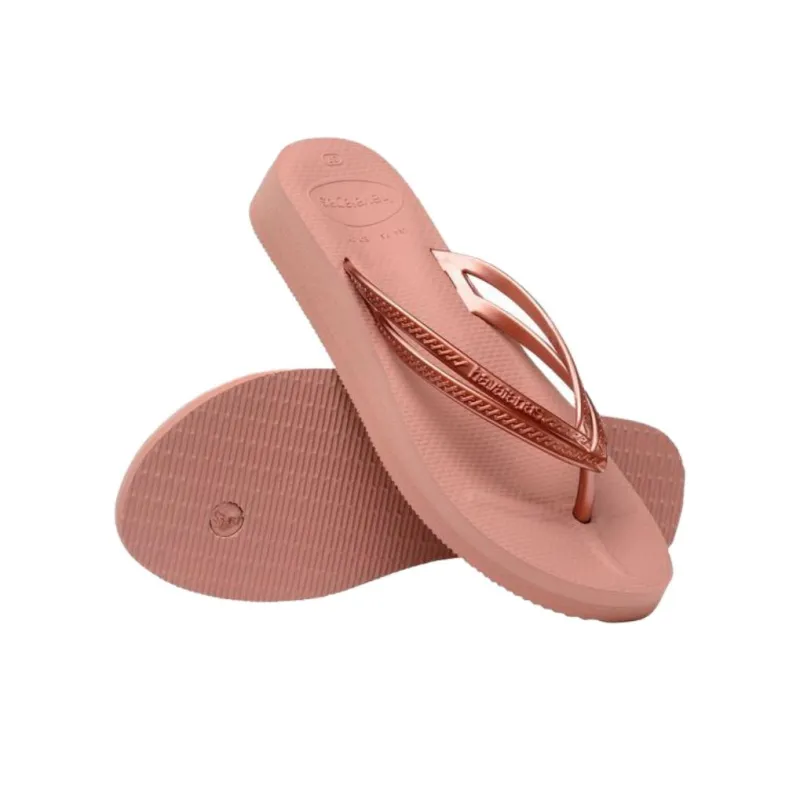Havaianas Wedges Rubber Sole Abrasion Resistant Flip Flops Women's Pink-5