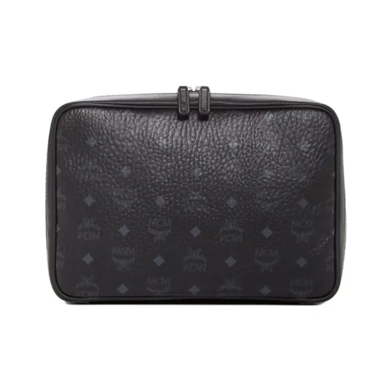 MCM Leather Travel Storage Bag Medium Size Unisex Black-0