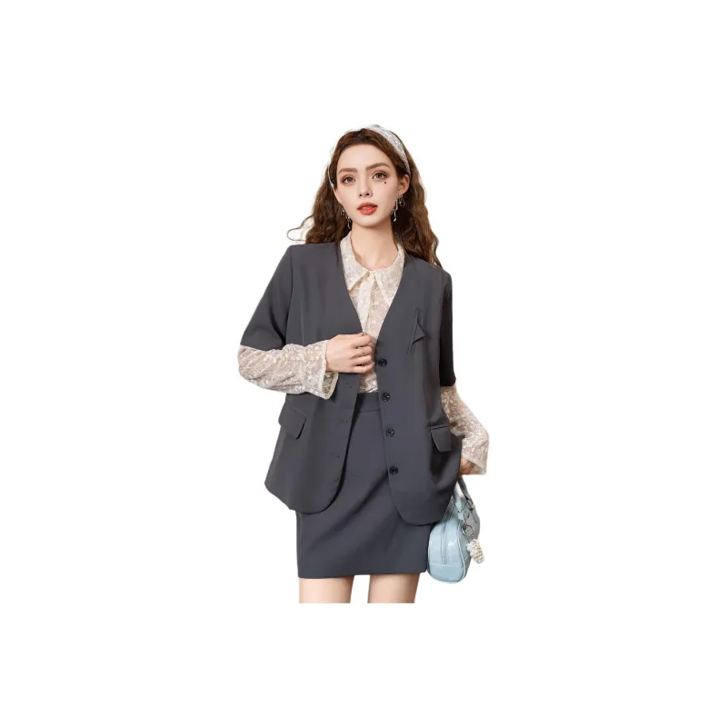 FAWENXIANGZI Two Piece Skirt Sets Women's-11