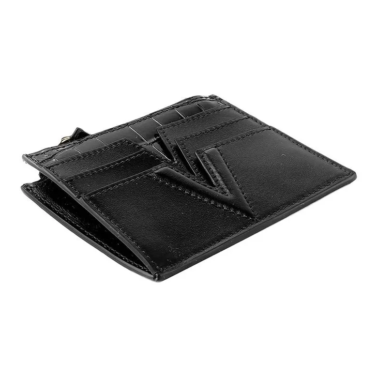 VERSACE Leather Card Holder Men's Black-2