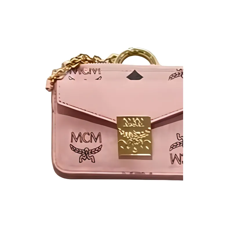 MCM Tracy Visetos Natural Nappa Leather Card Holder Card Holder Mini Women's Pink-1