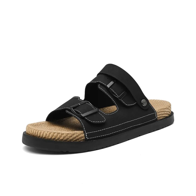 Shiozawa Beach Sandals Men Black Yellow-1