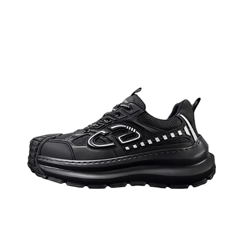 Ruomini Breathable Low Top Chunky Sneakers Men's Black-0