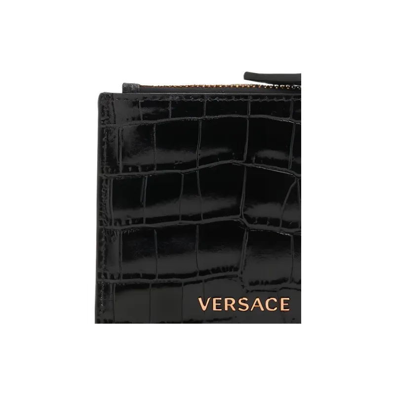 VERSACE Leather Card Holder Men's Black-4