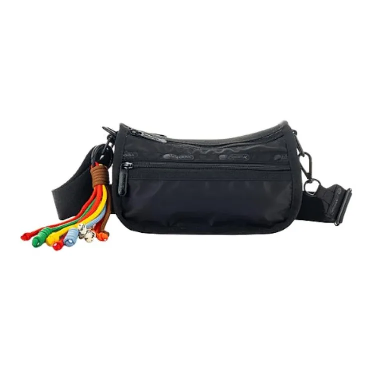 LeSportsac Fabric Shoulder Bag, Crossbody Bag Medium Size Women's Raven Feather Black-0