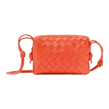 Bottega Veneta Lambskin Camera Bag, Shoulder Bag Mini Women's Orange
