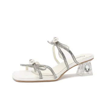 CAMEIDO Slip Resistant Slide Slippers Women's White