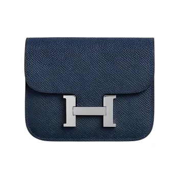 HERMES Constance Slim Epsom Leather Clutch Wallet, One Shoulder Crossbody Fanny Pack Women's 7U Navy