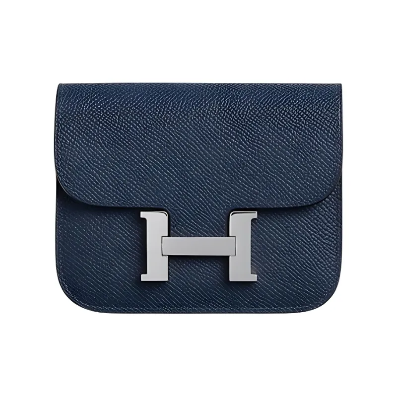 HERMES Constance Slim Epsom Leather Clutch Wallet, One Shoulder Crossbody Fanny Pack Women's 7U Navy-0