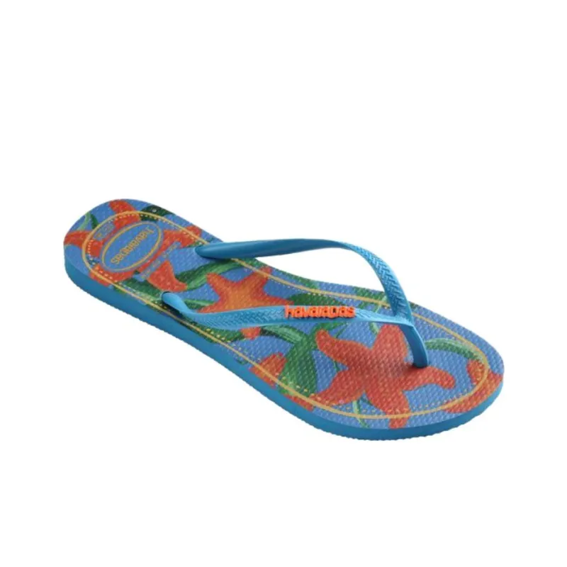 Havaianas Rubber Sole Abrasion Resistant Flip Flops Women's Blue-1