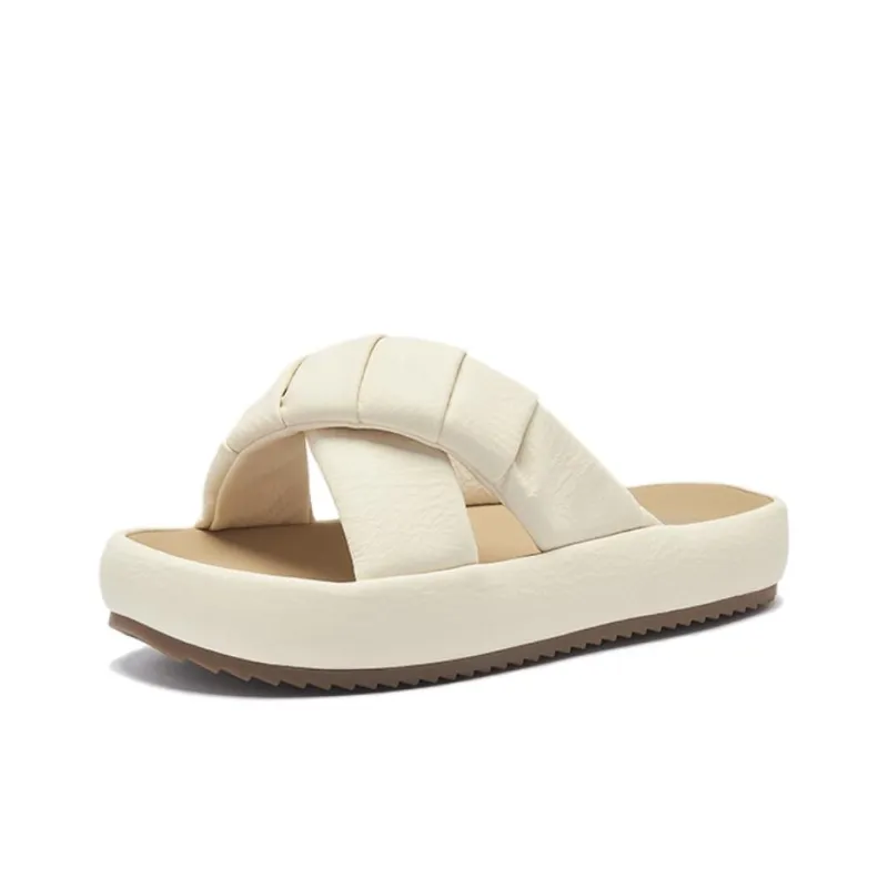 AGSDON Slide Slippers Women's Beige/Black/Yellow-1