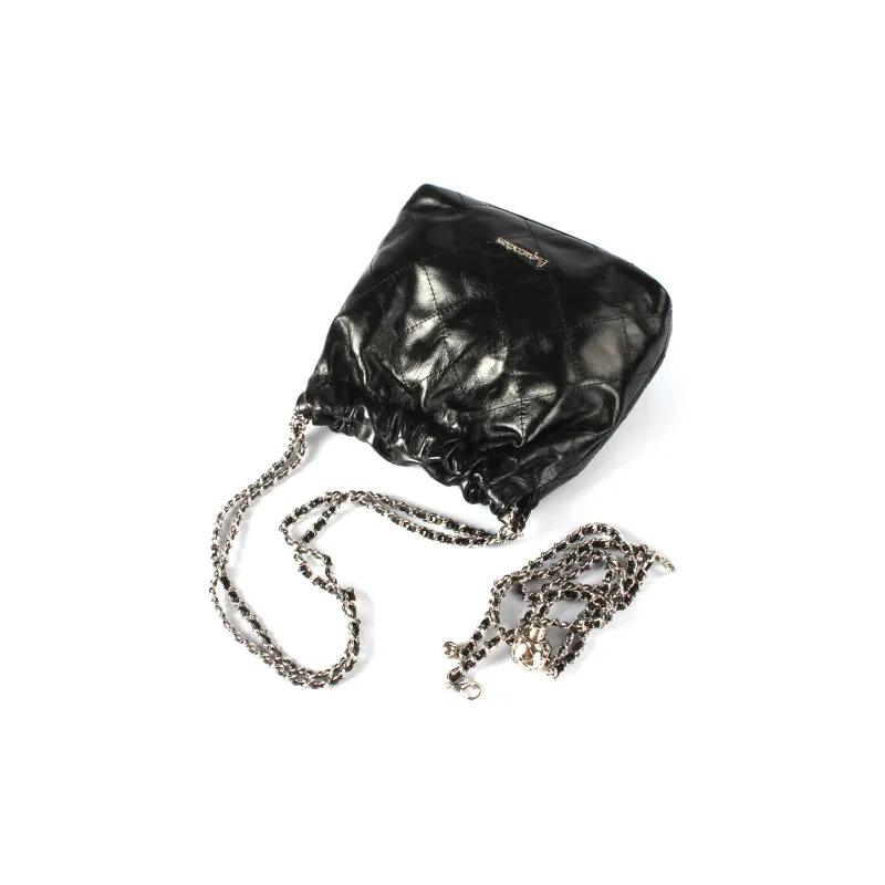 AQUASCUTUM Top Grain Cow Leather Underarm Shoulder Bag Women's Black-2