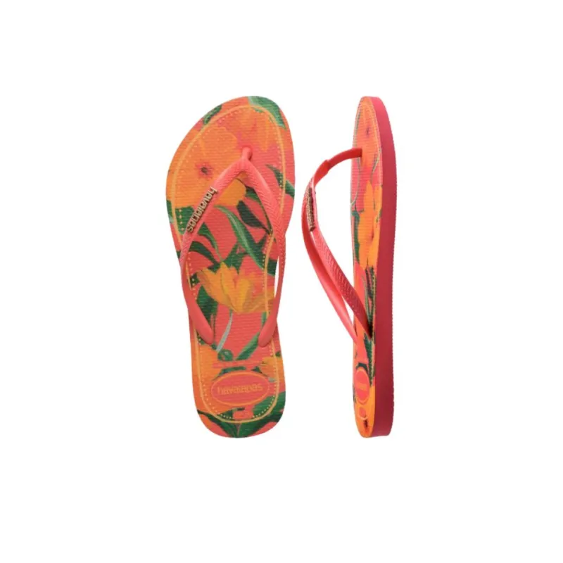 Havaianas Rubber Sole Abrasion Resistant Flip Flops Women's Orange-3