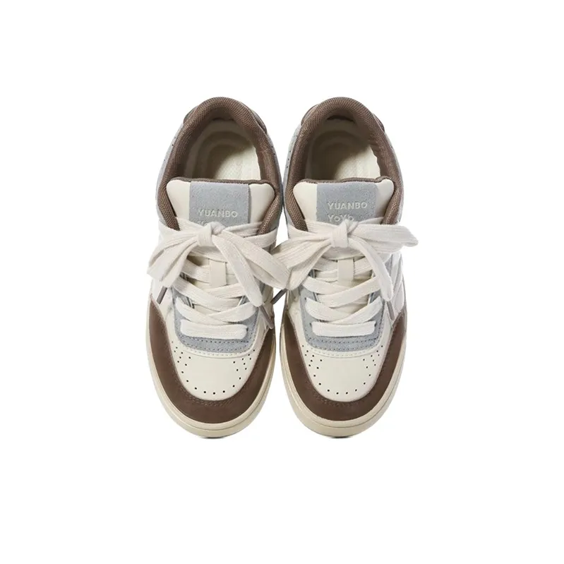 The New Age Family Anti Slip Wear Resistant Low Top Skateboard Shoes Women's Beige Brown-2