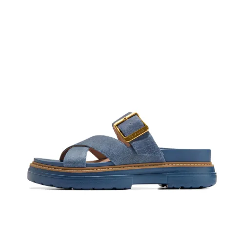 COLE HAAN Rubber Sole Slip Resistant Slide Slippers Women's Navy Blue