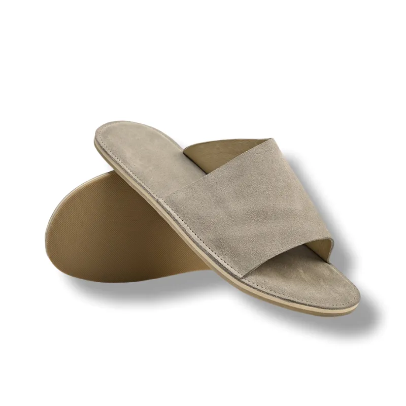 Brounvanm Rubber Sole Slide Slippers Men's Gray-3