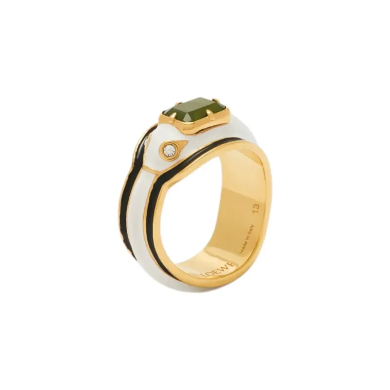LOEWE Sterling Silver, Enamel, Crystal, Jade Rings Unisex Gold-1