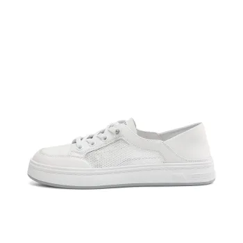 BOERDIQI Abrasion Resistant, Breathable, Lightweight Low Top Skateboard Shoes Women's White
