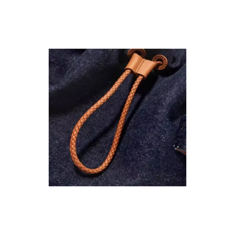 Songmont Cow Leather With Fabric Backpack Medium Size Unisex White & Tea Brown & Blue Dyed & Black Clothing Sets-1