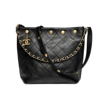 CHANEL Polished Lambskin Bucket Bags Crossbody Bag, Shoulder Bag Large Size Women's Black