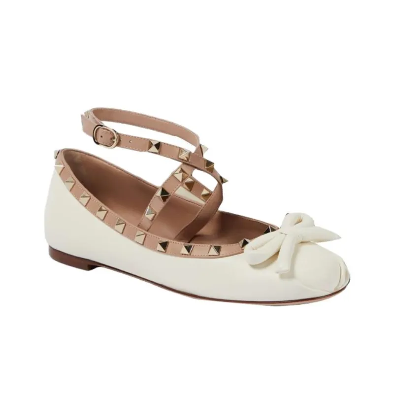 Valentino GARAVANI Rockstuds Casual Single Shoes Women's Ivory-1