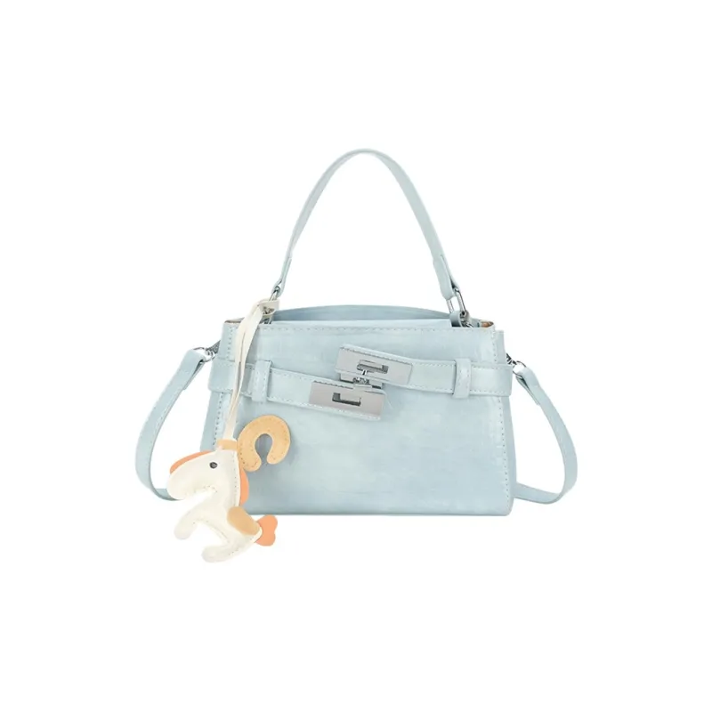 JANE KLAIN Synthetic Leather Kelly Bag, Shoulder Bag, Crossbody Bag, Handbag Women's Ecru/Lake Blue/Knight Black-5