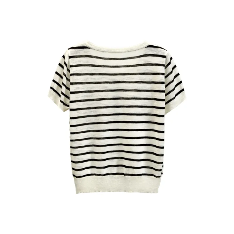 TOUCH Knitwear Women's Black Rice Stripes-1