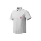 [Short-Sleeved Stripes Shirt]Gray and White Stripes (with Red Seal Chest Logo)