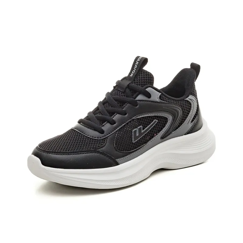 Warrior Breathable Lightweight Height Increasing Low Top Casual Shoes Unisex Black Gray-1