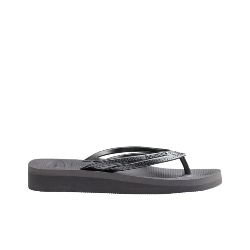 Havaianas Wedges Rubber Sole Abrasion Resistant Flip Flops Women's Gray-1