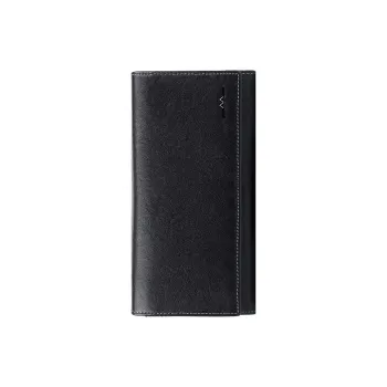 PESASRIE Top Grain Cow Leather Wallet Men's Black
