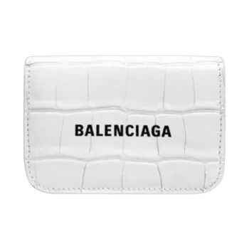 Balenciaga Leather Wallet Mini Women's White