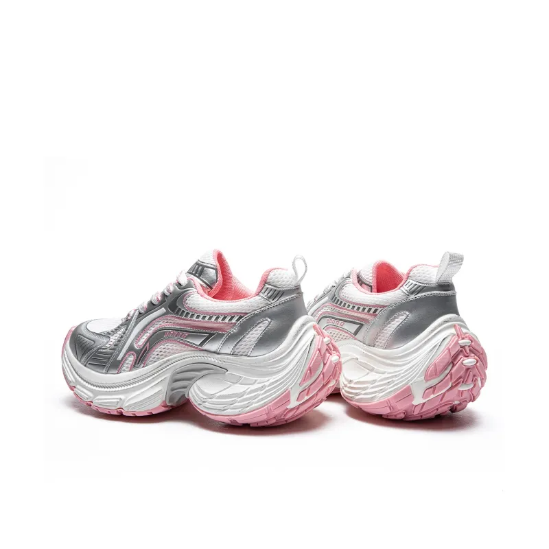 GOSO Slip Resistant Cushioning, Breathable, Height Increasing Low Top Chunky Sneakers Women's White-7