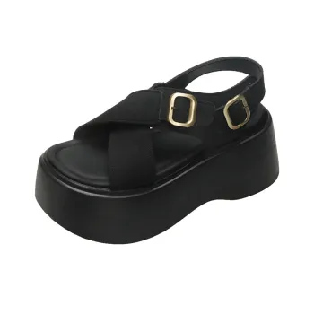 AJPAP Beach Sandals Women's Leopard Print Brown Black