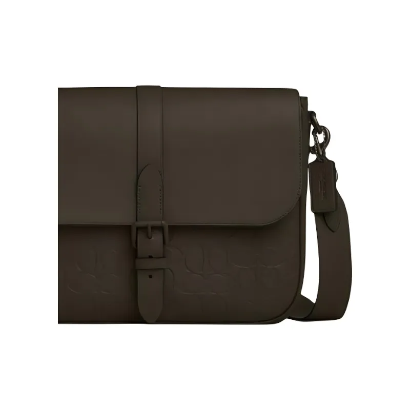 COACH WARNER Cow Leather Messenger Bag, Shoulder Bag Tubas Men's Olive Green-4