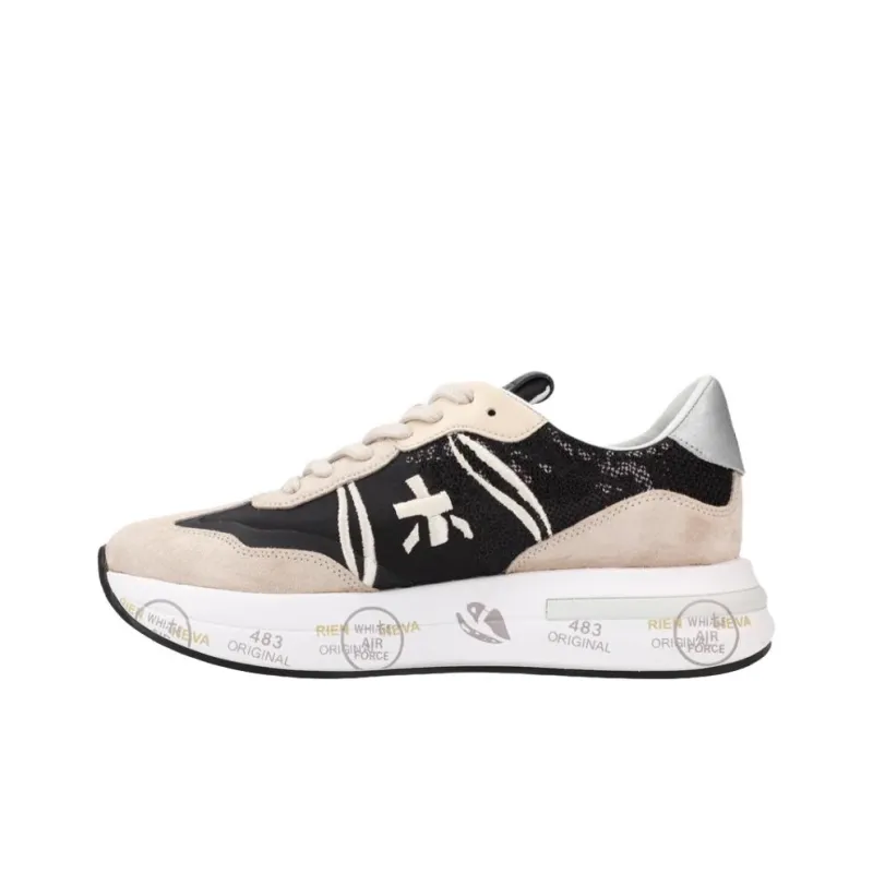 PREMIATA Cassie 6720 Abrasion Resistant Low Top Casual Shoes Women's Beige Black-0