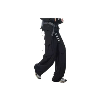 ALEXANDRO FRATELLI Comfortable Draped Trendy Versatile Multi Pocket Cargo Pants Unisex Black White Purple
