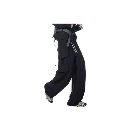 ALEXANDRO FRATELLI Comfortable Draped Trendy Versatile Multi Pocket Cargo Pants Unisex Black White Purple