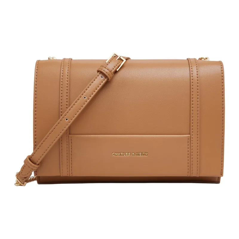 CHARLES&KEITH PU Shoulder Bag Women's Milk White/Tawny-5