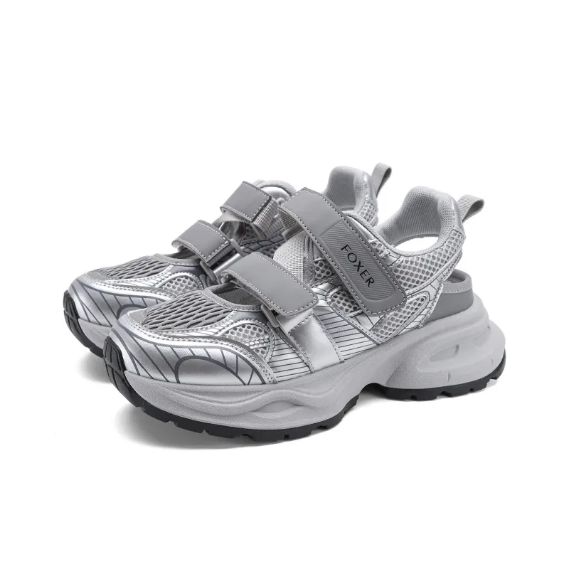 FOXER Abrasion Resistant Lightweight Slip Resistant Low Top Casual Shoes Women's Beige/Silver/Gray-0
