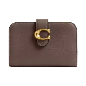 COACH Tabby Leather Wallet Mini Women's Brass & Dark Brown