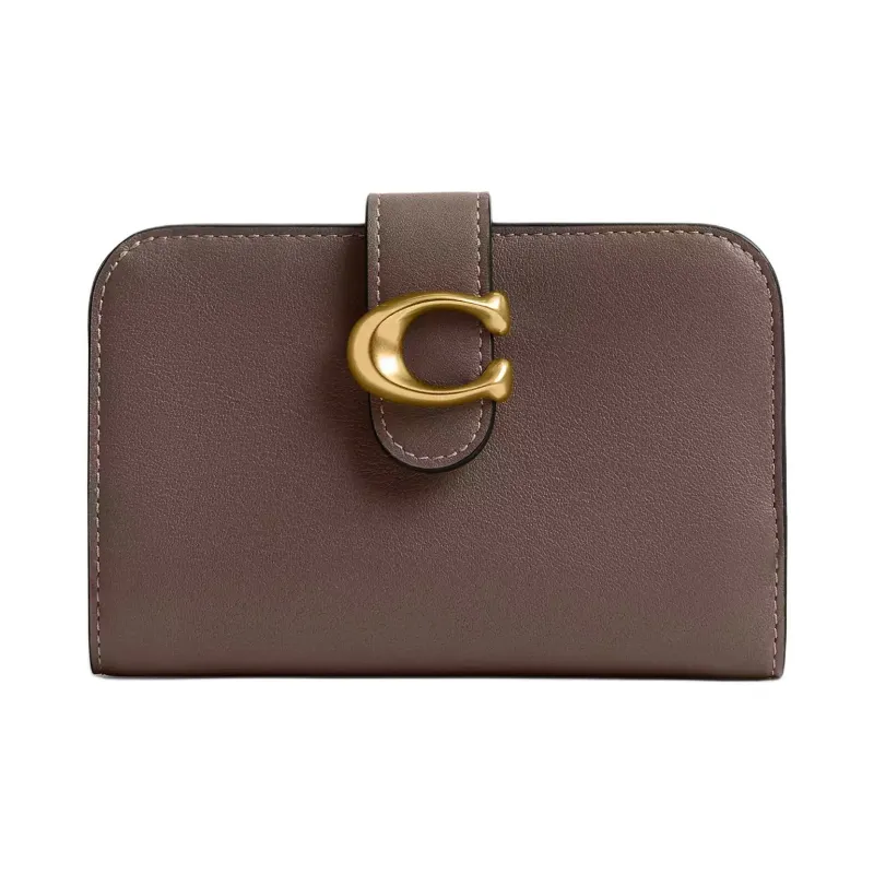 COACH Tabby Leather Wallet Mini Women's Brass & Dark Brown-0