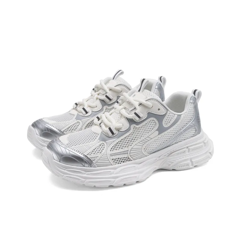 FOXER Low Top Chunky Sneakers Women's Silver/Ecru-0