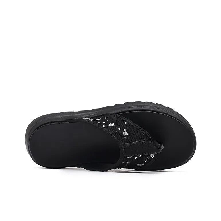 HUNU Slip Resistant Quick Dry Abrasion Resistant Flip Flops Men's Black-4