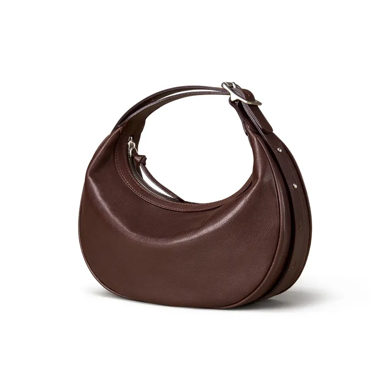 KAISER Top Grain Vegetable Tanned Cow Leather Underarm Shoulder Bag Women's Sunset Yellow/Coffee/Black-2