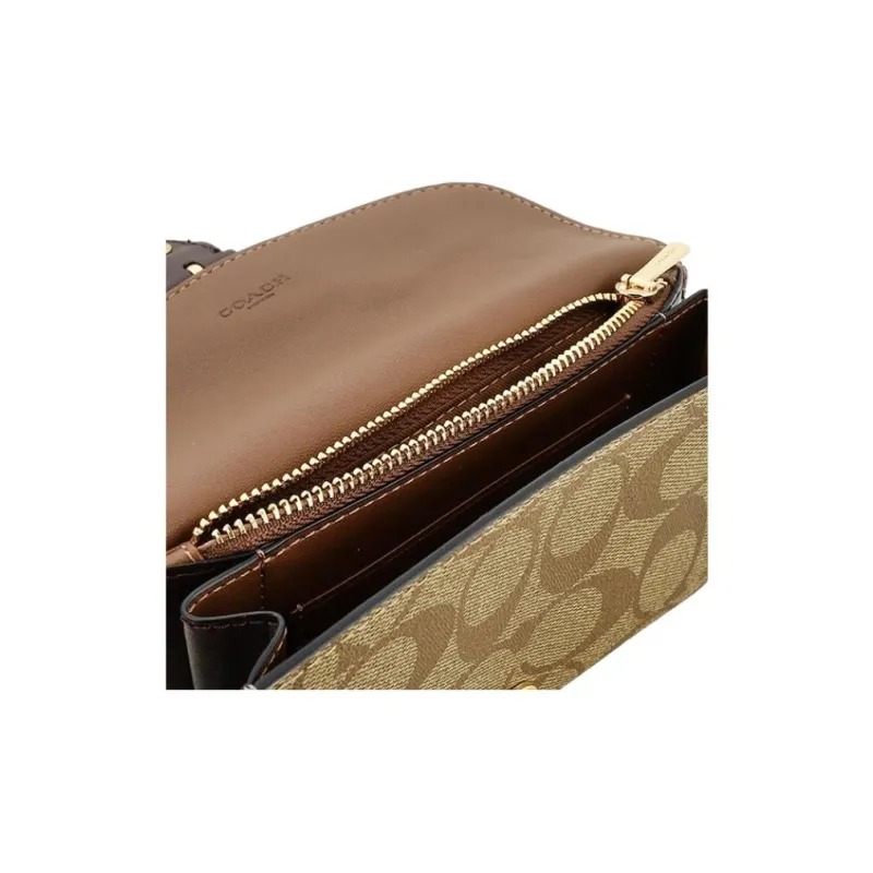 COACH Kleo Leather Wallet Women's Brown & Orange-4