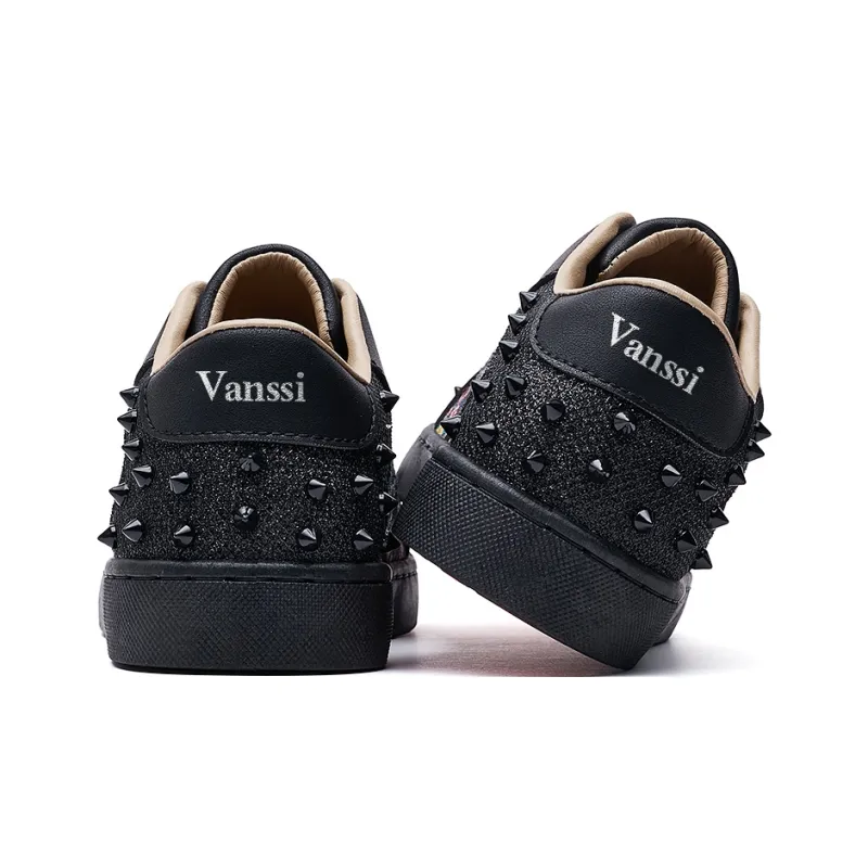VANSSI Low Top Skateboard Shoes Men's Black-5