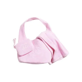 CHANEL Coco Cotton Beach Bag Handbag Women's Pink