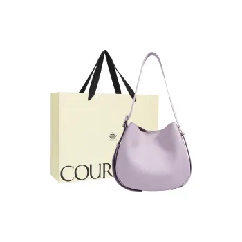 COURONNE Top Grain Cow Leather Tote Bag, Shoulder Bag Women's Black/White/Elephant Gray/Lavender